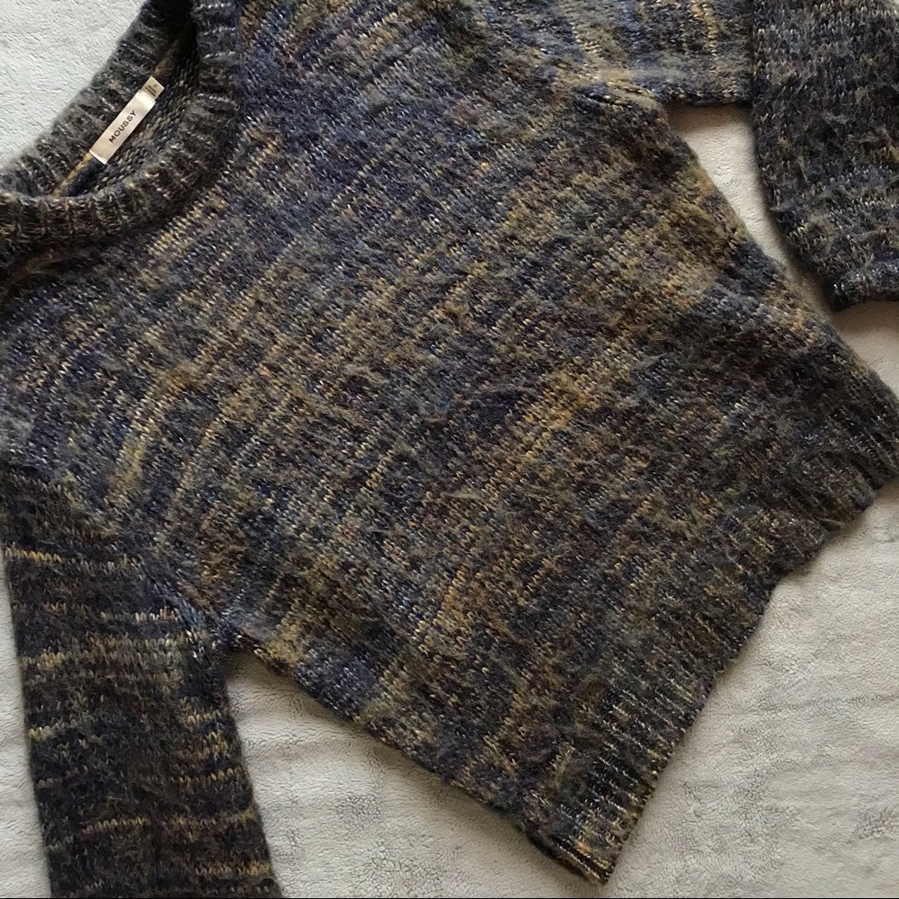Moussy Mix Color Marled Knit Rainbow Sweater Top Wool Grandpa Sweater Chunky